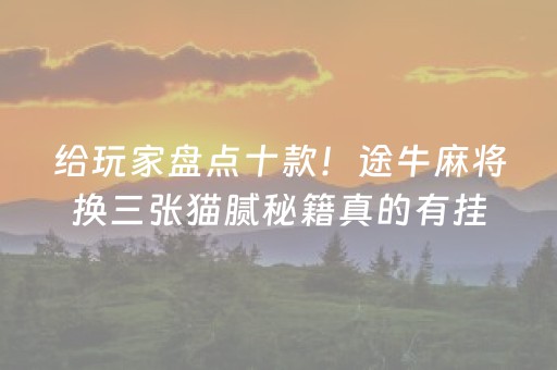 给玩家盘点十款！途牛麻将换三张猫腻秘籍真的有挂(确定是有挂)