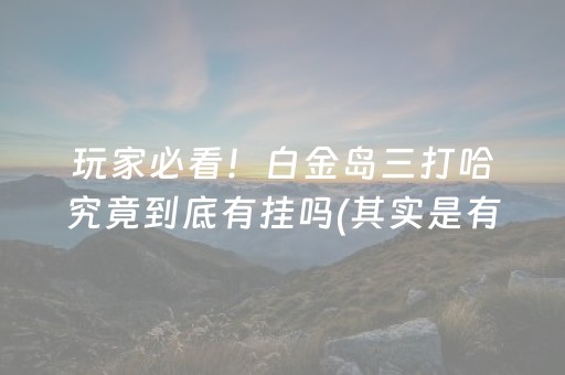 玩家必看！白金岛三打哈究竟到底有挂吗(其实是有挂的)