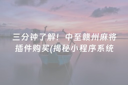 三分钟了解！中至赣州麻将插件购买(揭秘小程序系统发好牌)