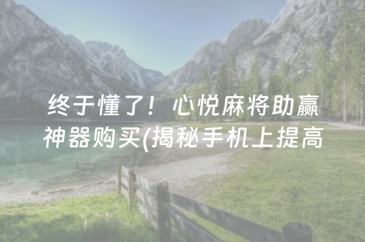 终于懂了！心悦麻将助赢神器购买(揭秘手机上提高赢的概率)