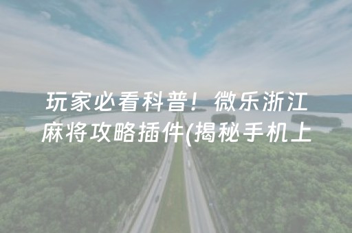 玩家必看科普！微乐浙江麻将攻略插件(揭秘手机上输赢规律)