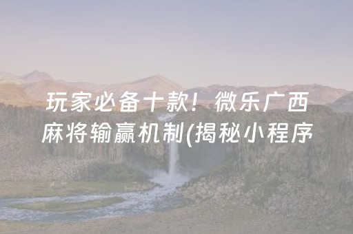 玩家必备十款！微乐广西麻将输赢机制(揭秘小程序赢的诀窍)