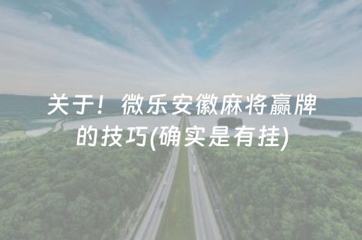 关于！微乐安徽麻将赢牌的技巧(确实是有挂)