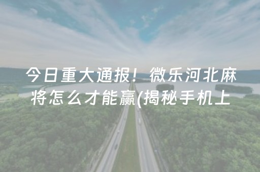 今日重大通报！微乐河北麻将怎么才能赢(揭秘手机上提高赢的概率)
