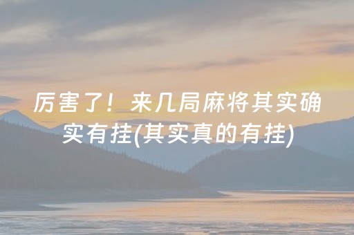 厉害了！来几局麻将其实确实有挂(其实真的有挂)