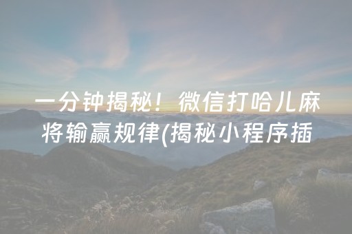 一分钟揭秘！微信打哈儿麻将输赢规律(揭秘小程序插件购买)