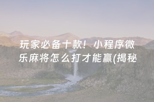 玩家必备十款！小程序微乐麻将怎么打才能赢(揭秘小程序助攻神器)