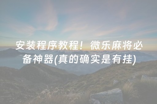 安装程序教程！微乐麻将必备神器(真的确实是有挂)