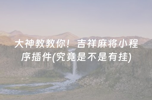 大神教教你！吉祥麻将小程序插件(究竟是不是有挂)