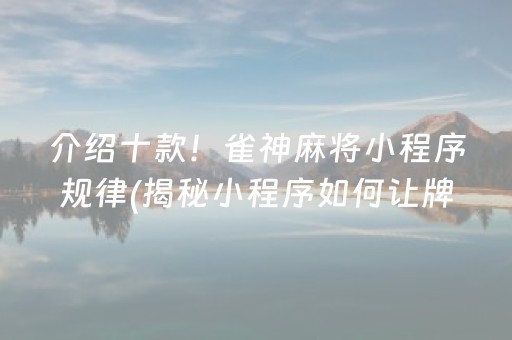 介绍十款！雀神麻将小程序规律(揭秘小程序如何让牌变好)