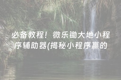 必备教程！微乐锄大地小程序辅助器(揭秘小程序赢的诀窍)
