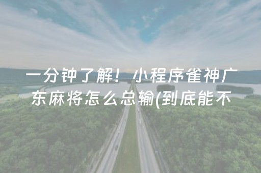 一分钟了解！小程序雀神广东麻将怎么总输(到底能不能开挂)