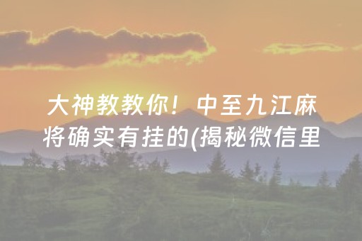 大神教教你！中至九江麻将确实有挂的(揭秘微信里插件免费)