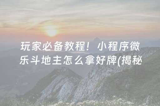 玩家必备教程！小程序微乐斗地主怎么拿好牌(揭秘微信里赢牌的技巧)