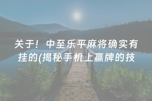 关于！中至乐平麻将确实有挂的(揭秘手机上赢牌的技巧)
