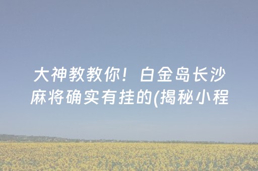 大神教教你！白金岛长沙麻将确实有挂的(揭秘小程序赢牌的技巧)