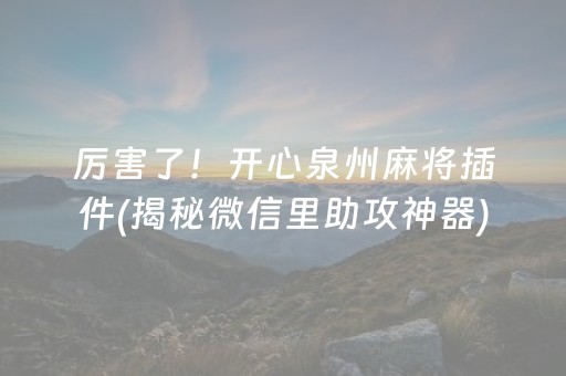 厉害了！开心泉州麻将插件(揭秘微信里助攻神器)