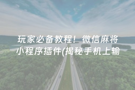 玩家必备教程！微信麻将小程序插件(揭秘手机上输赢技巧)
