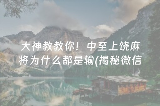 大神教教你！中至上饶麻将为什么都是输(揭秘微信里助赢软件)