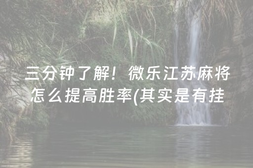三分钟了解！微乐江苏麻将怎么提高胜率(其实是有挂的)