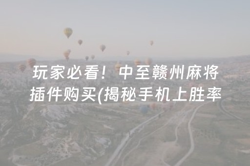 玩家必看！中至赣州麻将插件购买(揭秘手机上胜率到哪调)