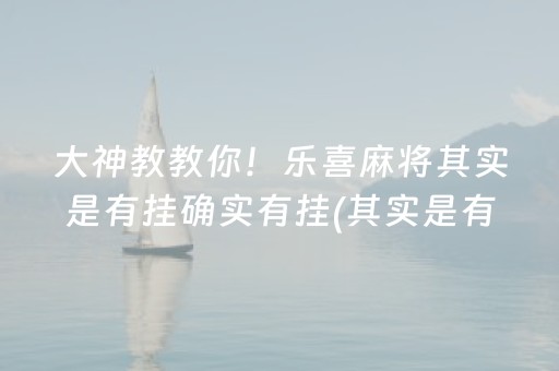 大神教教你！乐喜麻将其实是有挂确实有挂(其实是有挂的)