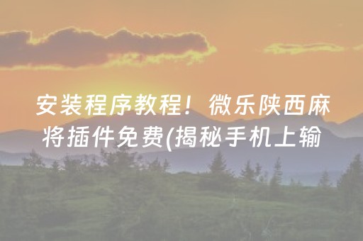 安装程序教程！微乐陕西麻将插件免费(揭秘手机上输赢技巧)