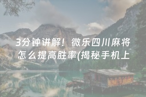 3分钟讲解！微乐四川麻将怎么提高胜率(揭秘手机上插件免费)