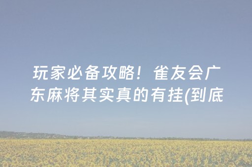 玩家必备攻略！雀友会广东麻将其实真的有挂(到底是不是有挂)