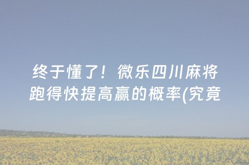终于懂了！微乐四川麻将跑得快提高赢的概率(究竟是不是有挂)