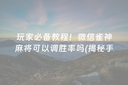 玩家必备教程！微信雀神麻将可以调胜率吗(揭秘手机上输赢规律)