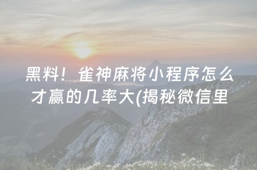 黑料！雀神麻将小程序怎么才赢的几率大(揭秘微信里怎么容易赢)
