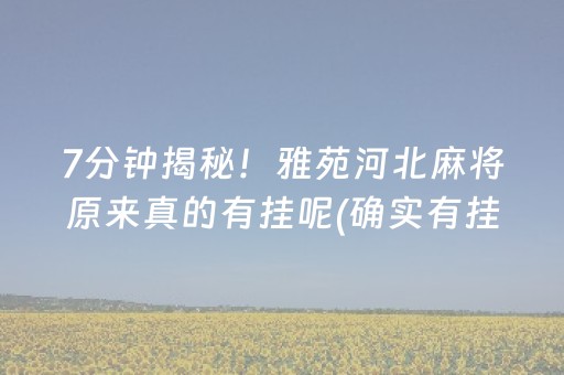 7分钟揭秘！雅苑河北麻将原来真的有挂呢(确实有挂吗)