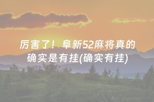 厉害了！阜新52麻将真的确实是有挂(确实有挂)