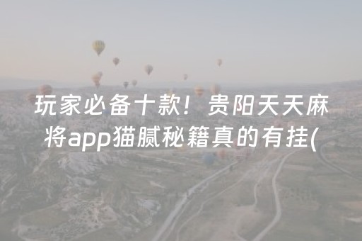 玩家必备十款！贵阳天天麻将app猫腻秘籍真的有挂(有挂技巧辅助器)