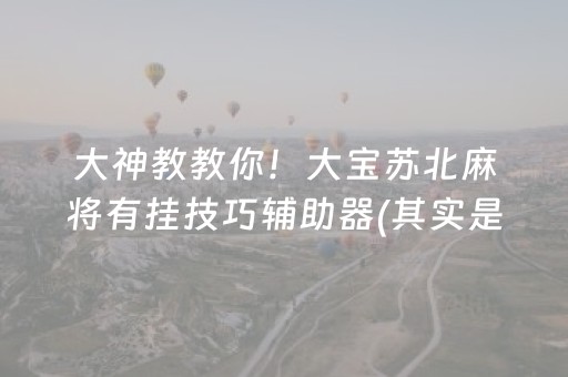 大神教教你！大宝苏北麻将有挂技巧辅助器(其实是有挂的)