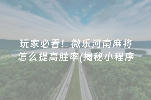 玩家必看！微乐河南麻将怎么提高胜率(揭秘小程序赢的诀窍)