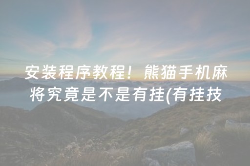安装程序教程！熊猫手机麻将究竟是不是有挂(有挂技巧辅助器)