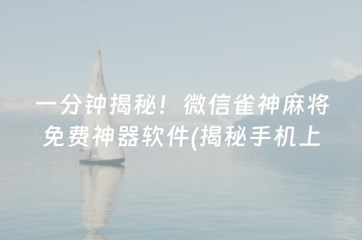 一分钟揭秘！微信雀神麻将免费神器软件(揭秘手机上提高赢的概率)