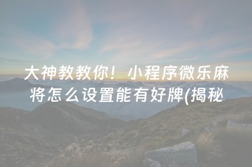 大神教教你！小程序微乐麻将怎么设置能有好牌(揭秘微信里助攻神器)