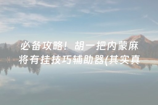 必备攻略！胡一把内蒙麻将有挂技巧辅助器(其实真的确实有挂)