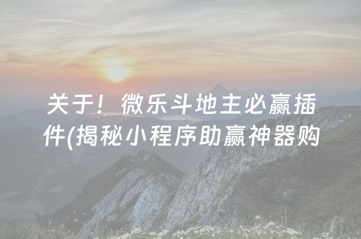 关于！微乐斗地主必赢插件(揭秘小程序助赢神器购买)