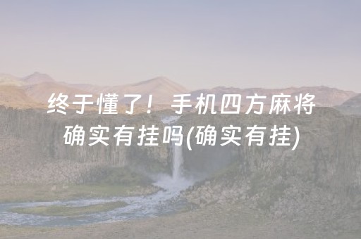 终于懂了！手机四方麻将确实有挂吗(确实有挂)