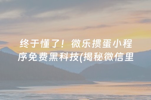 终于懂了！微乐掼蛋小程序免费黑科技(揭秘微信里插件下载)