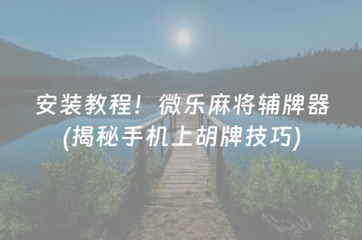 安装教程！微乐麻将辅牌器(揭秘手机上胡牌技巧)
