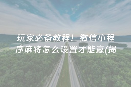 玩家必备教程！微信小程序麻将怎么设置才能赢(揭秘小程序辅牌器)