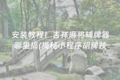 安装教程！吉祥麻将辅牌器哪里搞(揭秘小程序胡牌技巧)