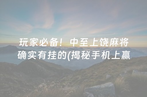 玩家必备！中至上饶麻将确实有挂的(揭秘手机上赢的诀窍)