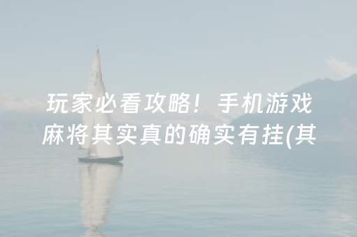 玩家必看攻略！手机游戏麻将其实真的确实有挂(其实是有挂确实有挂)