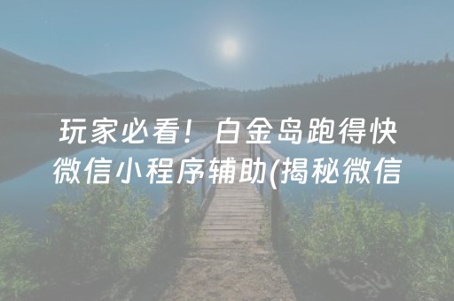 玩家必看！白金岛跑得快微信小程序辅助(揭秘微信里最新神器下载)